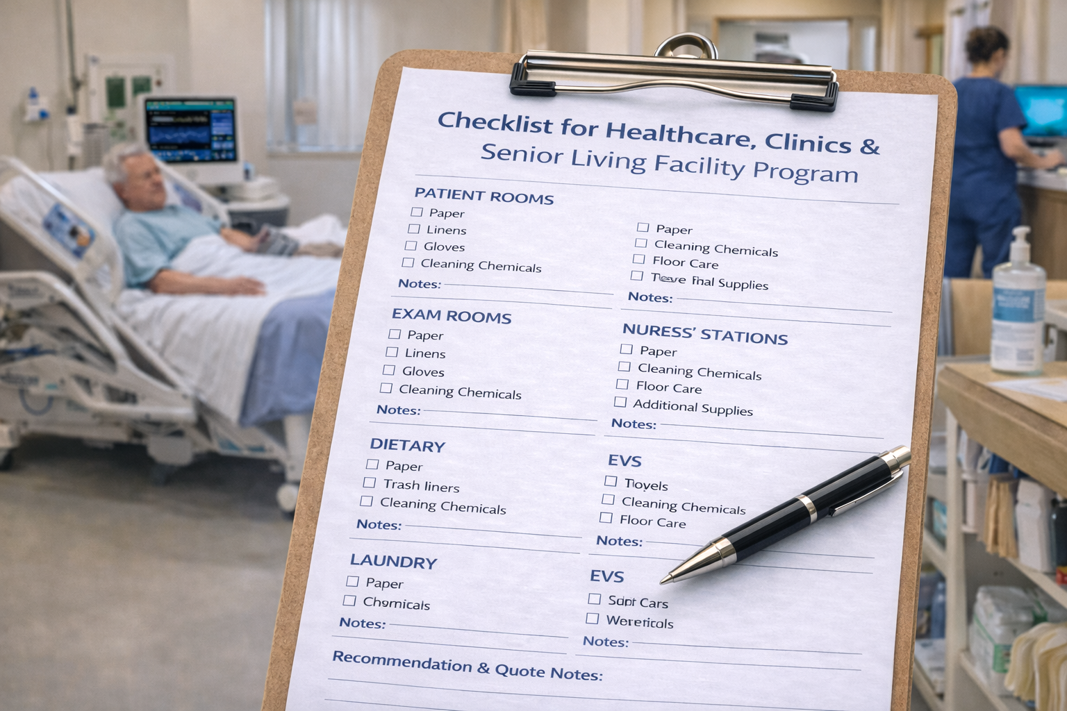 Prospect visit checklist for hospitals, clinics and senior living communities